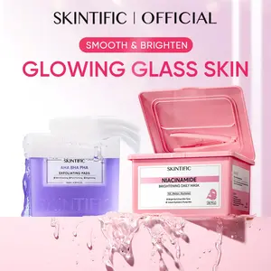 SKINTIFIC 2pcs Skincare Set Niacinamide Brightening Daily Mask 30pcs+ExtractAHA BHA PHA Double Exfoliating Pad 40pcs Mencerahkan & Menghaluskan Kulit Seketika Dengan Niacinamide TXA & Rice Kulit Halus Cerah Seketika, Bersih Pori & Aman untuk