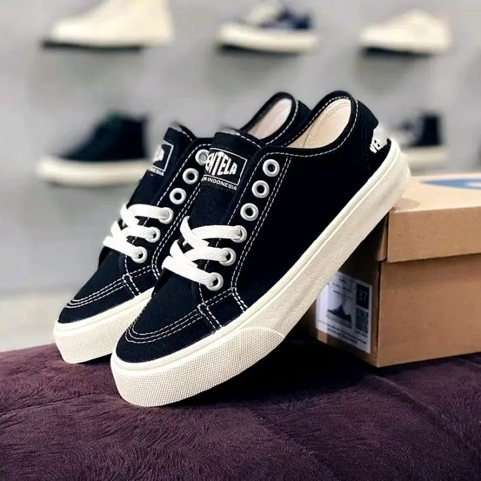 New!! Sepatu Ventela Alpha Low Black Natural - Sepatu Sekolah Ventela Alpha Kets Cowok/Cewek Casual kekinian Sneakers Shoes Canvas Hitam Putih Kasual Pria Wanita