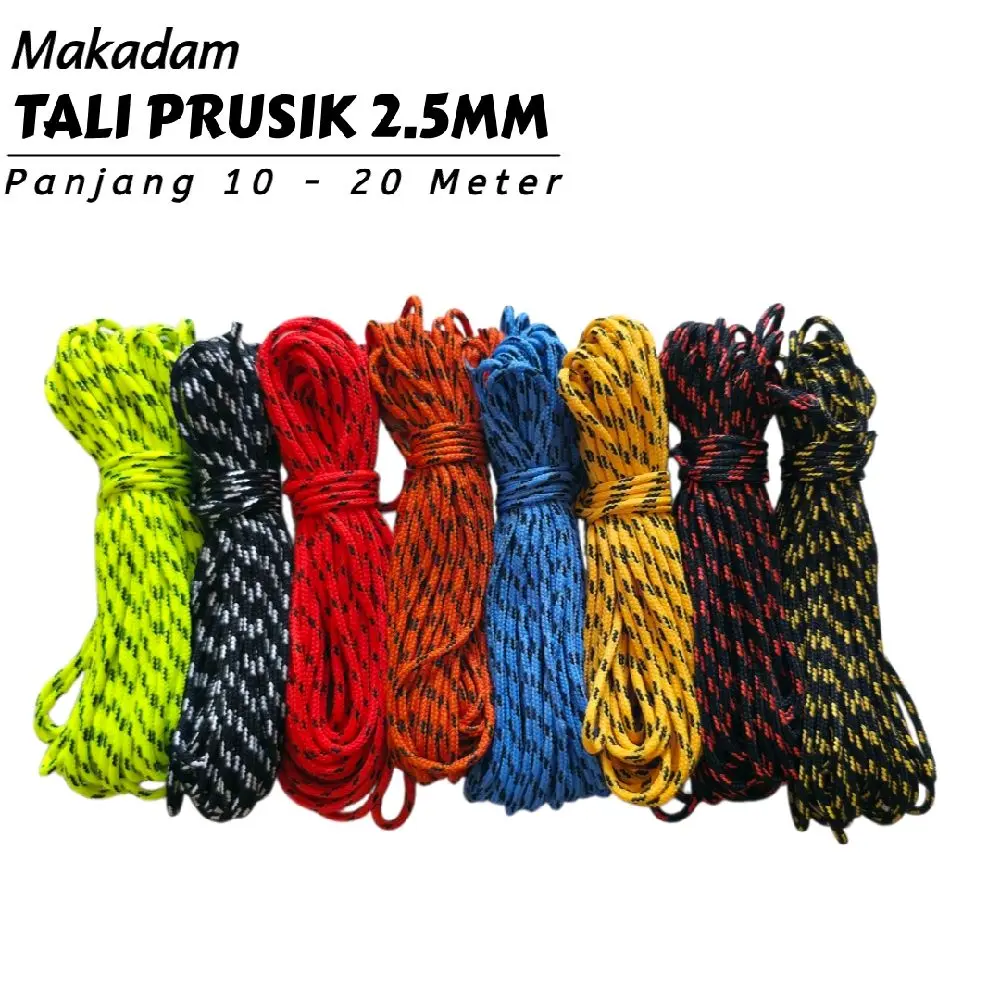 Makadam Tali Prusik 2.5mm 10-20 Meter untuk Outdoor & Camping - Tali Gelang Kalung Flysheet Tenda Gunung Serbaguna