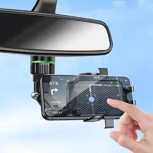 Rearview Mirror Phone Holder For Car 360� Rotating Phone Mount GPS Holder Universal Car Phone Holder For All Smartphones - Green