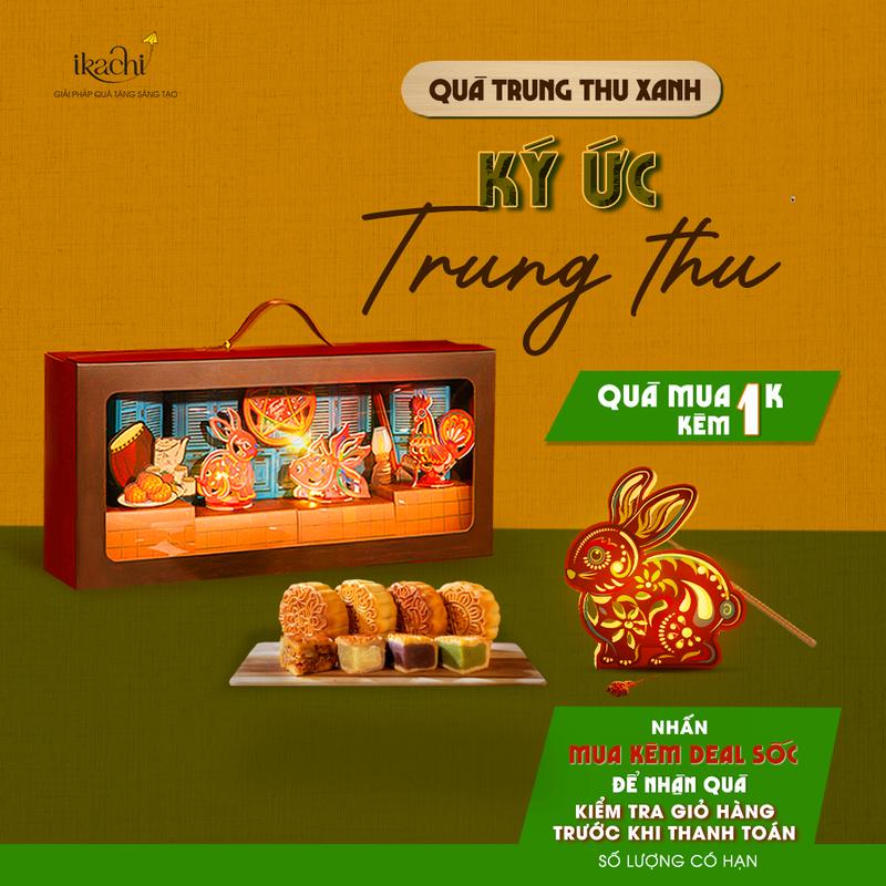 Hộp Quà Bánh Trung Thu Xanh IKACHI - KÝ ỨC TRUNG THU - Quà tặng ý nghĩa dành tặng gia đình