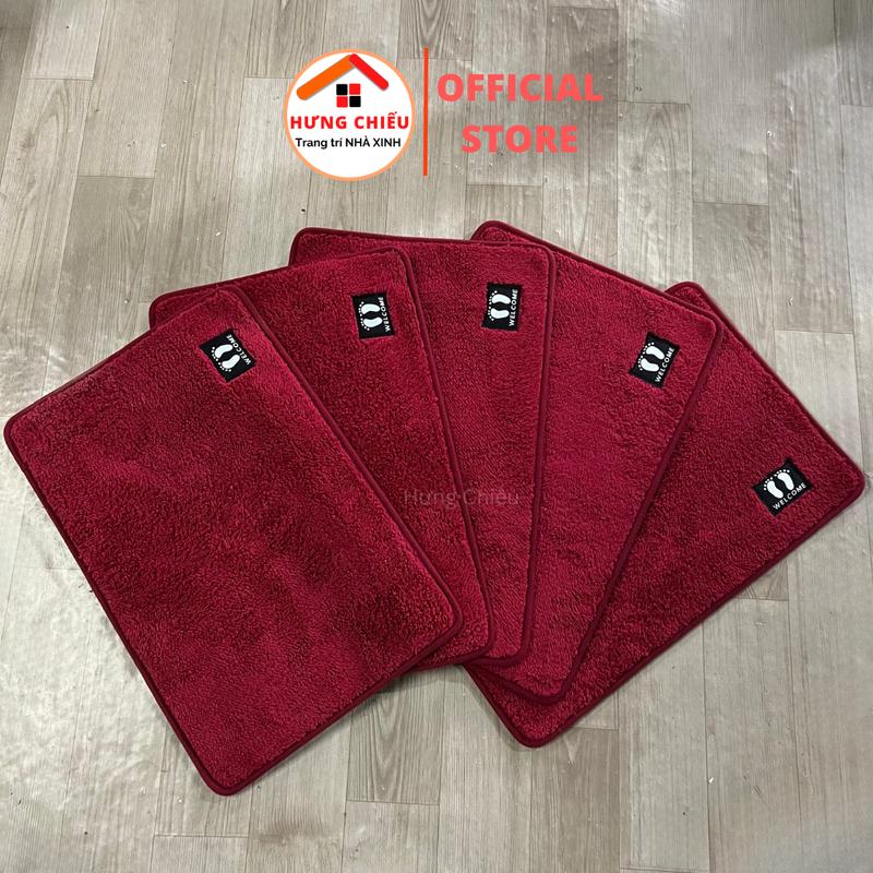 (XẢ) Thảm lông cừu màu đỏ 40x60cm, đế các cao su chống trơn trượt CLM - Hưng Chiếu