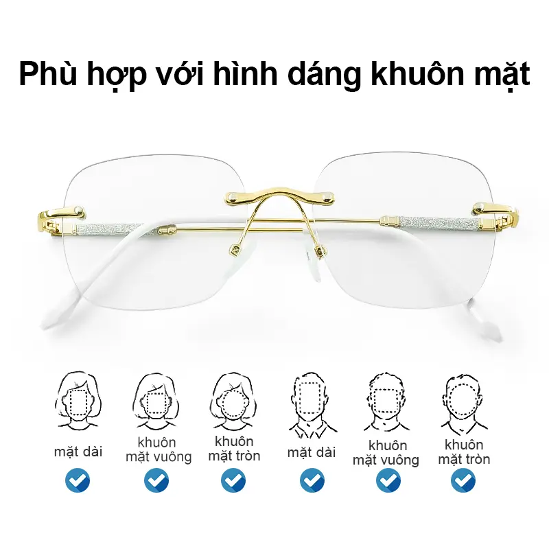 Kính Mắt Đổi Màu, Kính Mắt Chống Bức Xạ, MX STUDIO MX-BARBIE, Dành Cho Nữ, Kính Chống Ánh Sáng Mặt Trời, Hình Chữ Nhật Bằng Hợp Kim, Không Vành, Đổi Màu, Chống Tia Cực Tím, Thích Hợp Để Đổi Màu, Chống Nắng, Kính Chống Bức Xạ 6