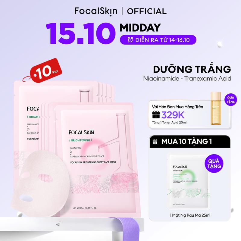 【COMBO 10 MIẾNG FOCALSKIN Mặt nạ BrightBalance VitaminC Niacinamide giúp cấp ẩm dịu da mềm mịn 25ml | Làm Đẹp Da Skincare Dưỡng Ẩm Da Mask Đắp Mặt Dưỡng Da Mặt