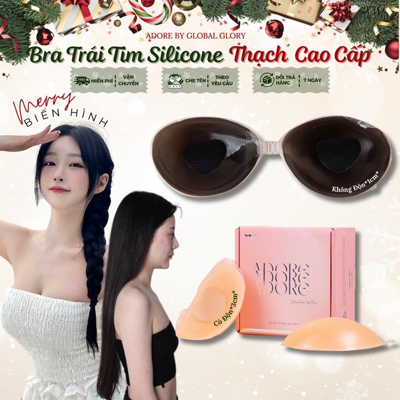  * SALE Shock Chỉ Hôm Nay  Áo Bra Dán Nâng Ngực Silicone Biến Hình Hai Loại KHÔNG CÓ ĐỘN Hình Trái Tim Nâng Ngực Tạo Khe Gom Quả Trong Suốt Bám Dính Tốt Có Thể Tái Sử Dụng Màu Trong Mịn An Toàn Cho Da Tặng Kèm Dây Trong 