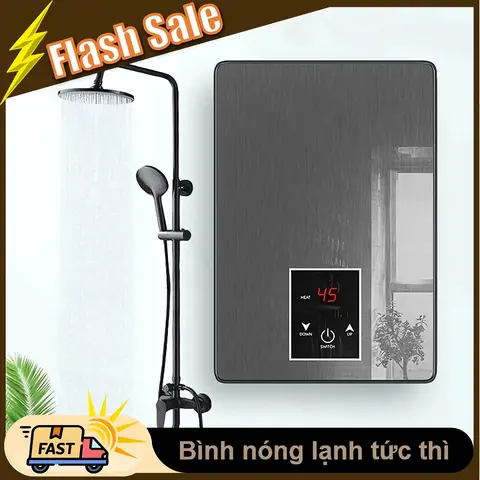 Máy Nước Nóng Trực Tiếp 5500W Bình Nóng Lạnh Tặng Vòi Sen An Toàn Điều Chỉnh Nhiệt Độ Tiết Kiệm Điện Năng Công Suất Mạnh Mẽ Lưu Lượng Nước 2-6L/phút Thiết Kế Nhỏ Gọn An Toàn Khi Sử Dụng Có Thể Điều Chỉnh 7 Tốc Độ Chống Giật ELCB Tự Động Ngắt Quá Nhiệt