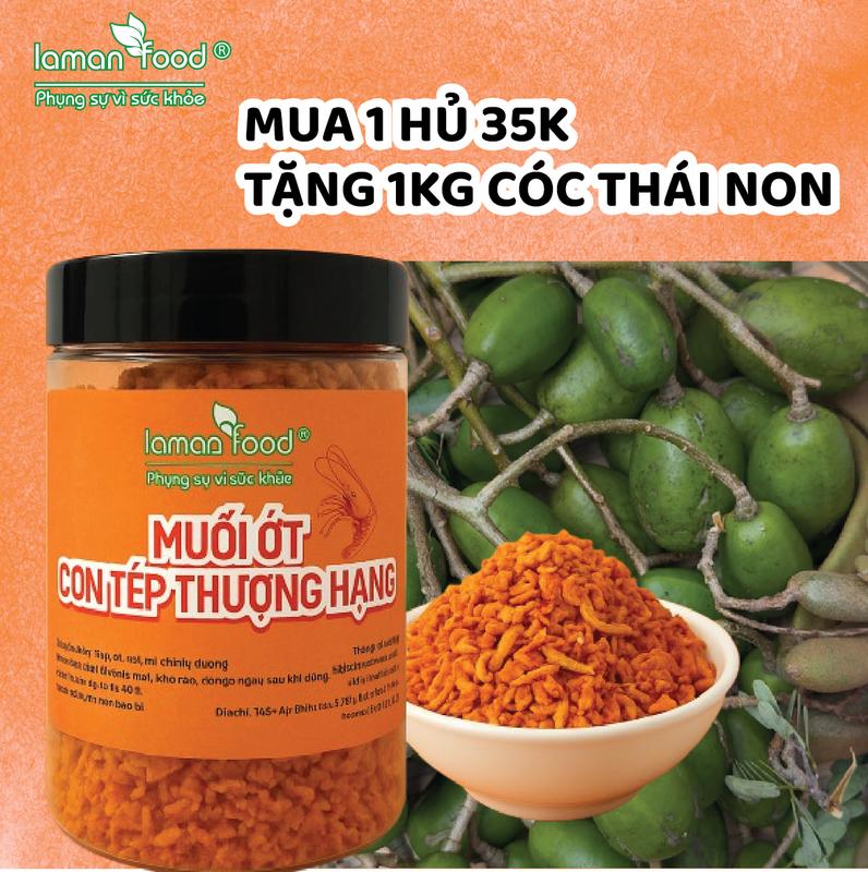   TẶNG CÓC  Muối Ớt Con Tép Thượng Hạng  Laman Food Đặc Sản Tây Ninh Thực Phẩm Tự Nhiên Không Chất Bảo Quản Hương Vị Truyền Thống 