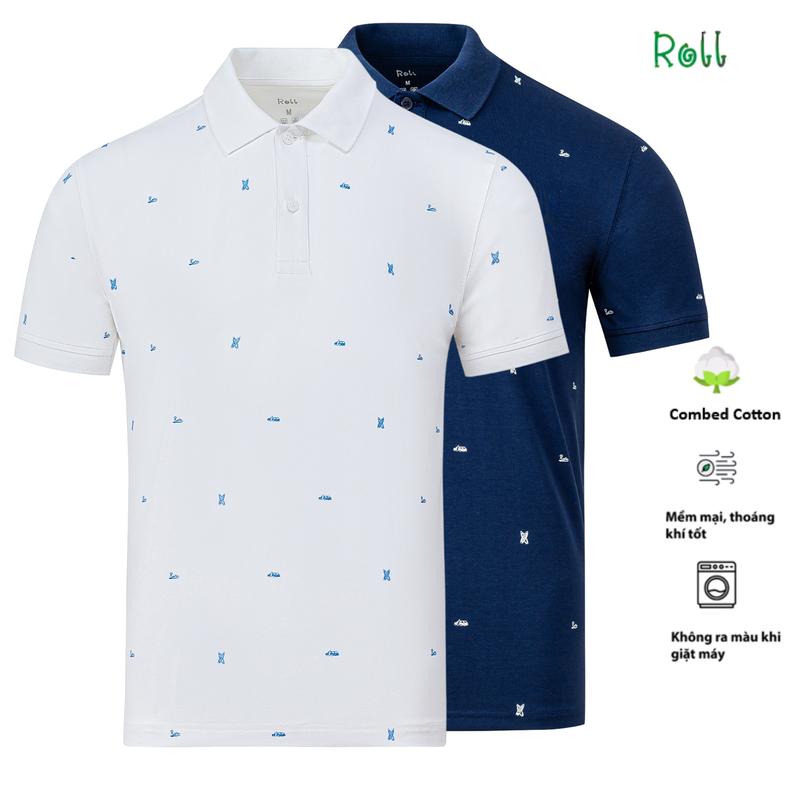 Áo polo nam Roll họa tiết đẹp vải Cotton xuất xịn chất xịn mềm mại, lành tính, không bai xù form chuẩn dễ mặc, trẻ trung Menswear Ngắn Tay Có Cổ Shirt