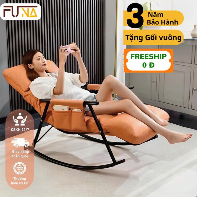 [FUNA CHAIR] Ghế bập bênh thư giãn BB02 chất lượng cao cấp đệm dài 1m4 - điều chỉnh lưng + gác chân 5 cấp độ, thiết kế đệm dày êm ái, với khung sắt chắc chắn sơn tĩnh điện bền bỉ.
