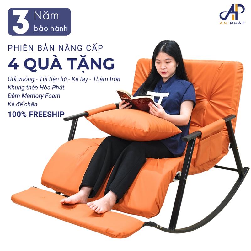 [NÂNG CẤP] Ghế Bập Bênh Thư Giãn AN PHÁT Có Gác Chân Đệm Memory Foam Cao Cấp Hàng Việt Nam Xuất Khẩu Phiên Bản Dài 1m5 Điều Chỉnh 5 Cấp Độ Đệm Memory Foam Cao Cấp Khung Sắt Thép Hòa Phát Chắc Chắn