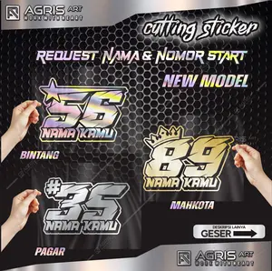 stiker nomor start ANGKA START NAMA DAN NOMOR SENDIRI cutting sticker bukan printing anti luntur