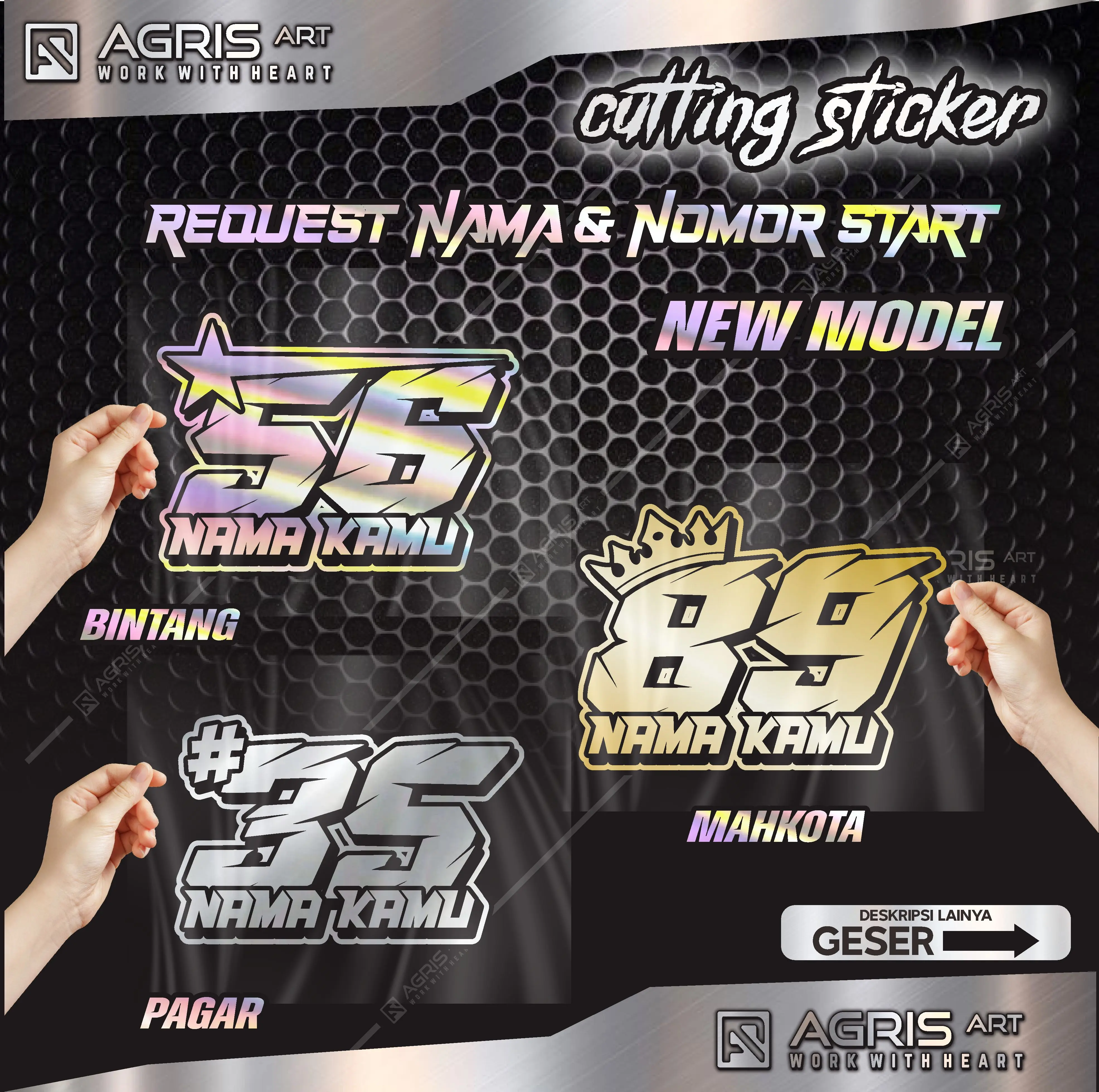 stiker nomor start ANGKA START NAMA DAN NOMOR SENDIRI cutting sticker bukan printing anti luntur
