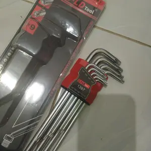 JLD 9pcs KUNCI L BINTANG SET PANJANG Kunci L Set T10-T50 Kunci L Long Torx Key Wrench Set
