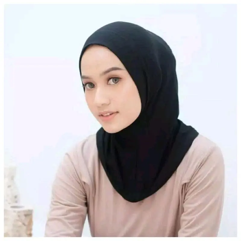 ciput INNER ninja non resleting jersey premium ciput  nutupin leher Dalaman Kerudung Instan Topi Hitam hijab