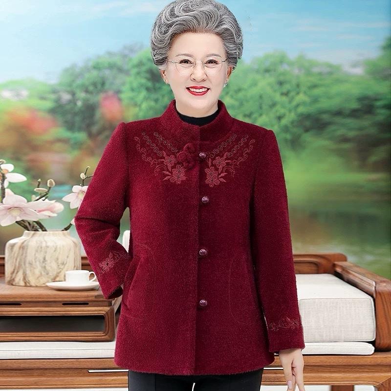  Áo khoác thu đông của bà. Áo mùa đông cho phụ nữ trung niên và cao tuổi bà mẹ 60-70 tuổi áo khoác đệm bông cho bà già 