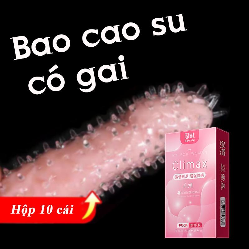 Mới bao cao su siêu gai Đạt cực khoái ở nữ giới 1 hộp 10 cái 52mm Cỡ trung bình gel bôi trơn tự nhiên kéo dài thời gian
