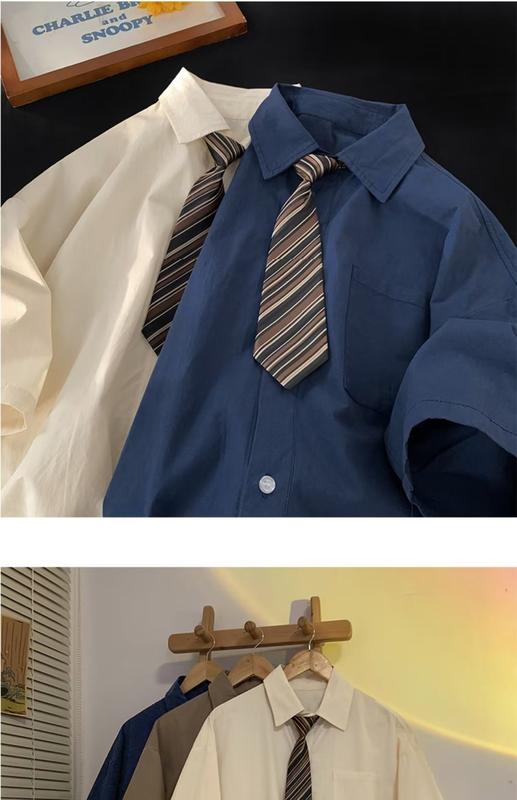 Product Introduction of delivery tie，Áo Sơ Mi Ngắn Tay Linh Hoạt Năng, Cà Vạt Chất Lượng Cao, Dkjk, Đại Học Nhật Bản, Phát Sóng Trực Tiếp, Cặp Đôi, Mặc, Mùa Xuân Menswear Nam Cổ Tròn Có Cổ 10