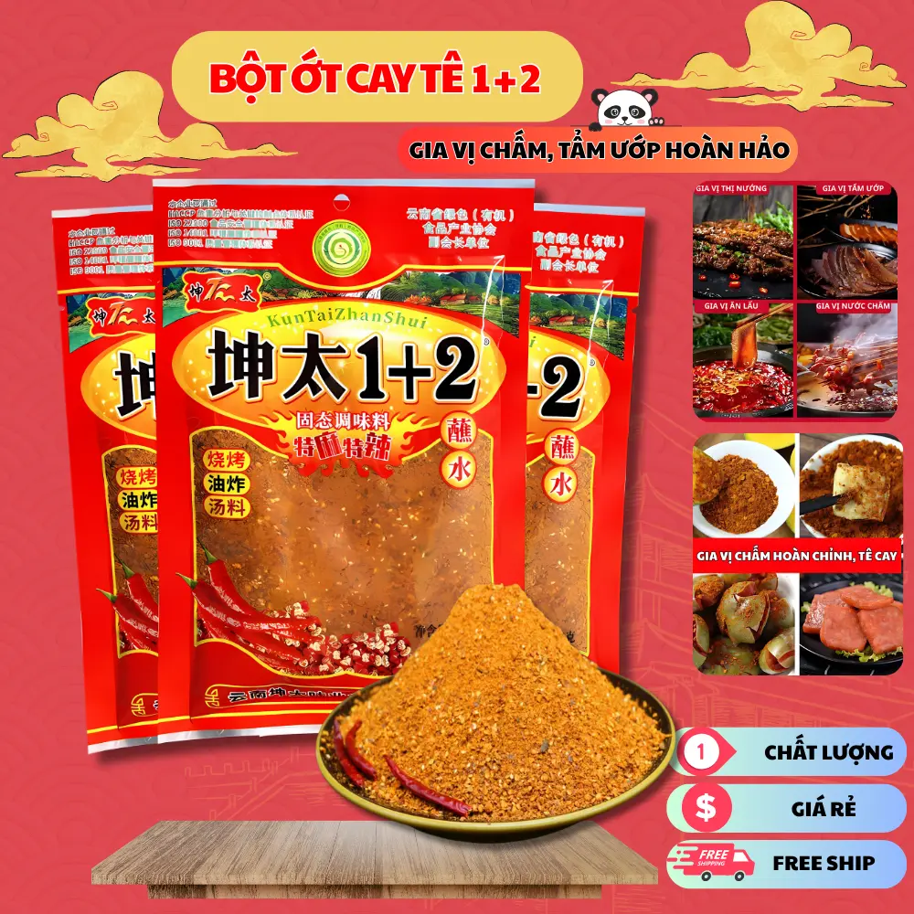 Bột Ớt Trộn Cay Tê ( 1+ 2) 100g Tẩm ướp nướng, rắc đồ ăn, pha đồ chấm Trung Hoa ( Giao hàng toàn quốc )