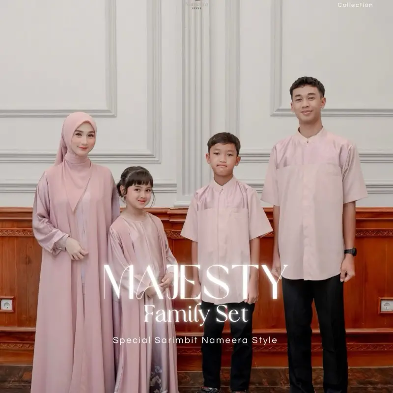 MAJESTY FAMILY SET in ROSE PINK - Sarimbit by Nameera Style | Baju Couple Keluarga Arabian Silk Lebaran