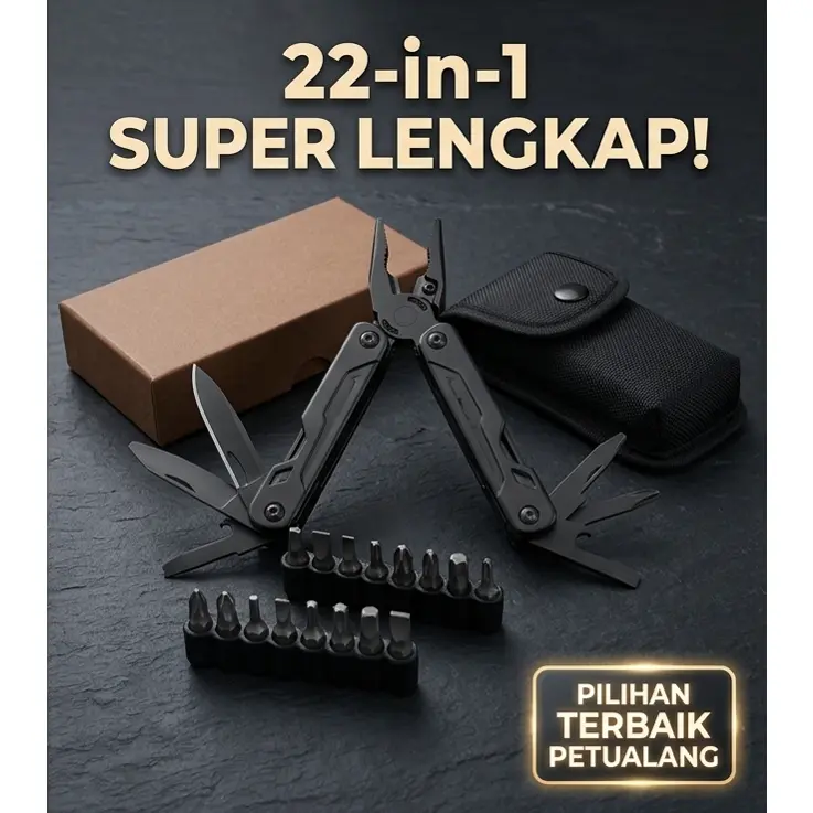 Tang Multifungsi 22 in 1 Lipat Saku - Obeng Camping Outdoor - Alat Serbaguna Portable Praktis