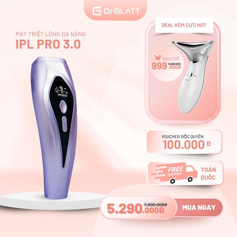 Máy Triệt Lông DR GLATT IPL Pro 3.0 – Băng Lạnh, Trẻ Hóa Da, Dùng Tại Nhà, Toàn Thân, Cho Da Nhạy Cảm