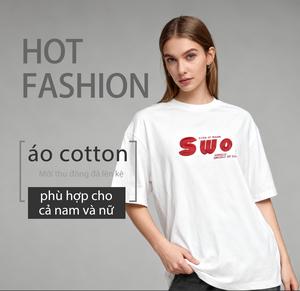 Áo phông cộc tay chất cotton phù hợp cho cả nam và nữ