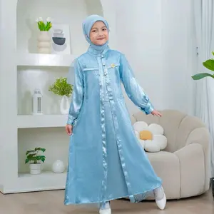 Shakira kids gamis anak usia 3-14 tahun / gamis anak mengkilat terbaru / gamis set pasmina