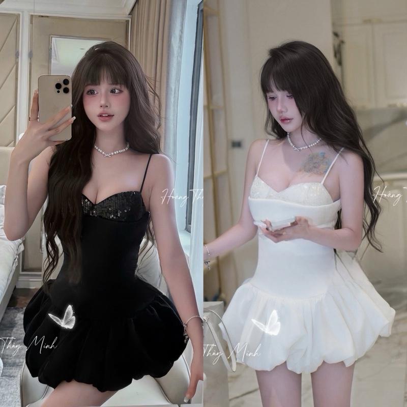  X5-Đầm Bí 2 Dây Phối Kim Sa Lấp Lánh 3 Màu Sang Chảnh Cao Cấp Kiêu Sa Đi Tiệc  Dây Tăng Đơ-Quần Bảo Hộ -HoangThuyMinh97 