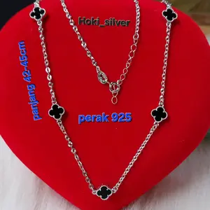 Kalung Rantai Remaja Dewasa Bunga Hitam 5  perak 925