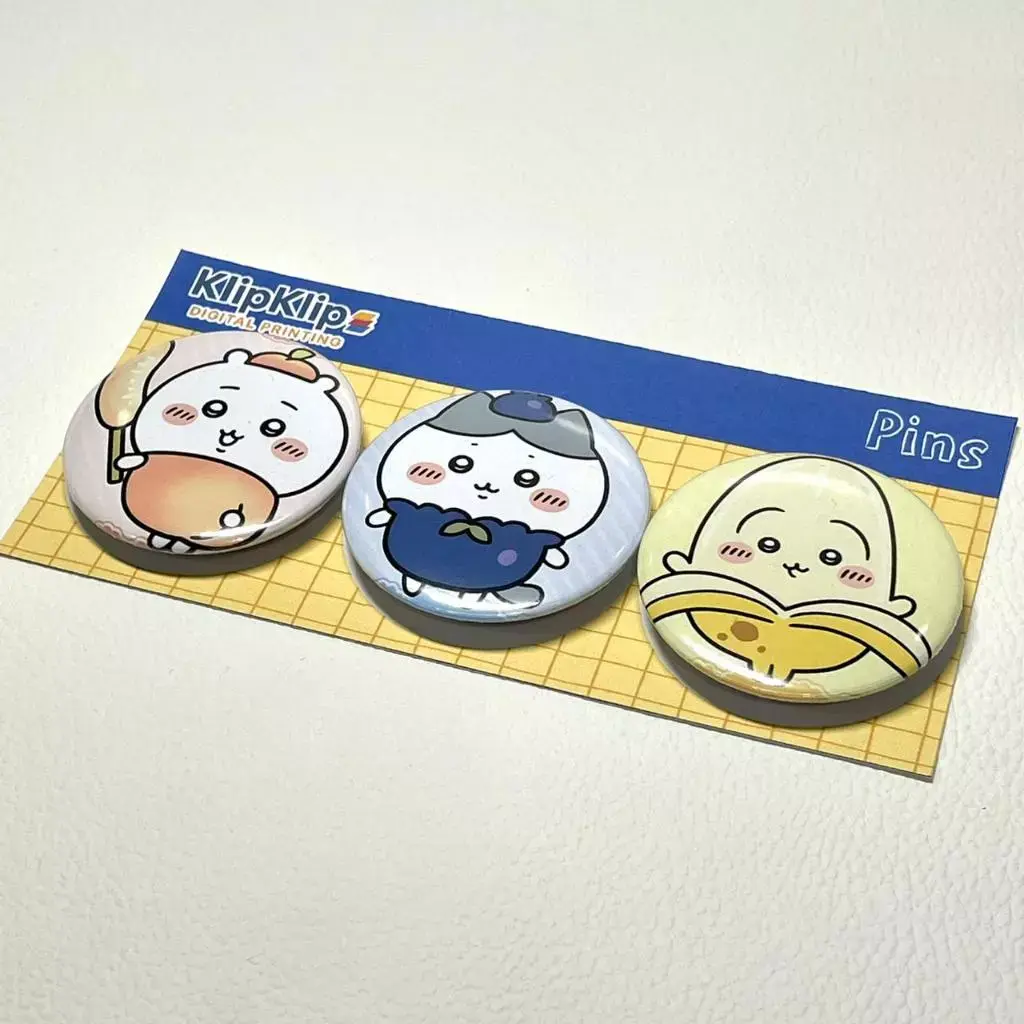 Pin / Gantungan Kunci / Magnet Kulkas Chiikawa and Friends 1 Set Isi 3 pcs Desain Lucu Estetik - N3D