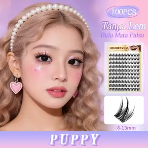 HOHOISYOU Bulu Mata Palsu 3D Puppy - Tanpa Lem Auto Lengket, Natural Tebal & Tahan Lama. Cocok untuk Pemula (Isi 100pcs)