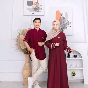 Abaya SABYAN Couple Dress Baju Muslim Sarimbit Gamis Lebaran Keluarga Polo Linen Terbaru