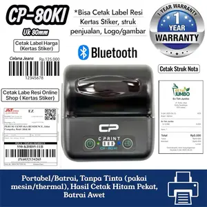 [COD] BONUS APLIKASI+KERTAS Printer Ukuran 80mm / C Print CP-80KI Printer Thermal Bluetooth 80mm Hitam Pekat Garansi 1 Tahun Bisa Cetak Stiker & Label Resi Online Shop Semua Marketplace Portable Mini Wireless - Tanpa Refill Tinta