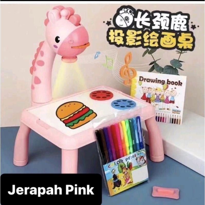 Meja belajar anak gambar proyektor edukasi anak jerapah besar 1