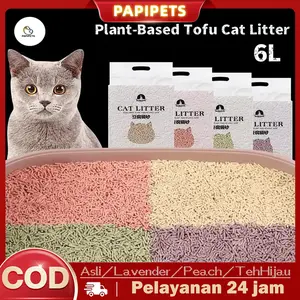 【Live Gratisan】Pasir Tofu Kucing Murah 6 Liter Tofu Soya Cat Litter Pasir Pup Kucing Gumpal Wangi pasir tofu odour control baki & kotak sampah soya tofu litte tempat pet shop litter box baby tempat kucing 1 set lengkap peralatan kucing