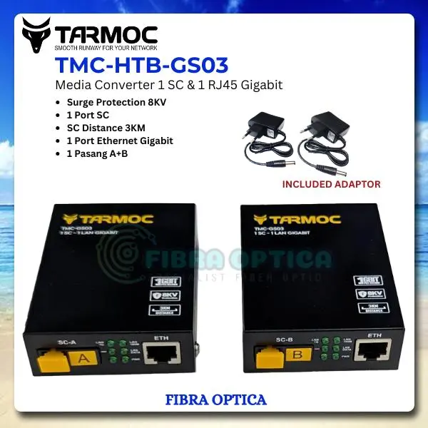 Tarmoc TMC-HTB-GS-03 | Media Converter 1FO 1LAN Gigabit | HTB GS03 ( Bukan Netlink )