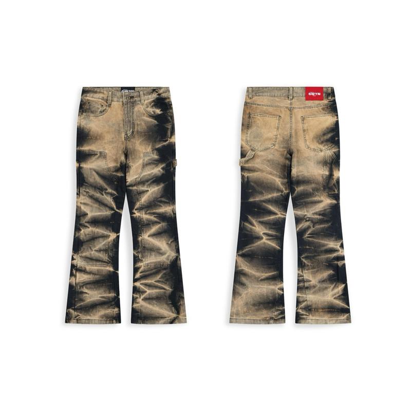 Quần Double Knee Flare Jeans Light Brown Nam Menswear