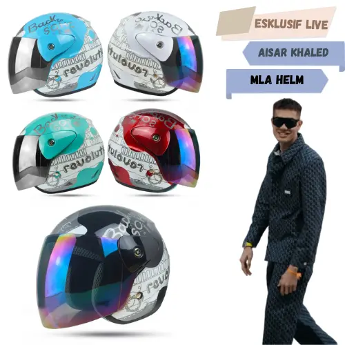 ESKLUSIF // AISAR KHALED X MLA HELM // HELM WANITA HIJAB DEWASA KEKINIAN / EVOLUTION NOTE KACA SILVER PELANGI Motorcycle 0