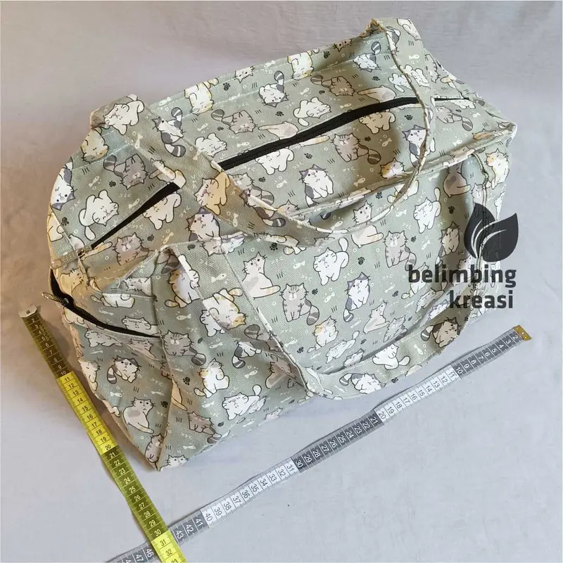 TRAVEL BAG JUMBO LIPAT PRIA WANITA TAS DUFFEL WEEKENDER MODEL JINJING UNTUK BAJU PAKAIAN BEEPRGIAN BAHAN KAIN KANVAS MOTIF TTBKM TM 02 4