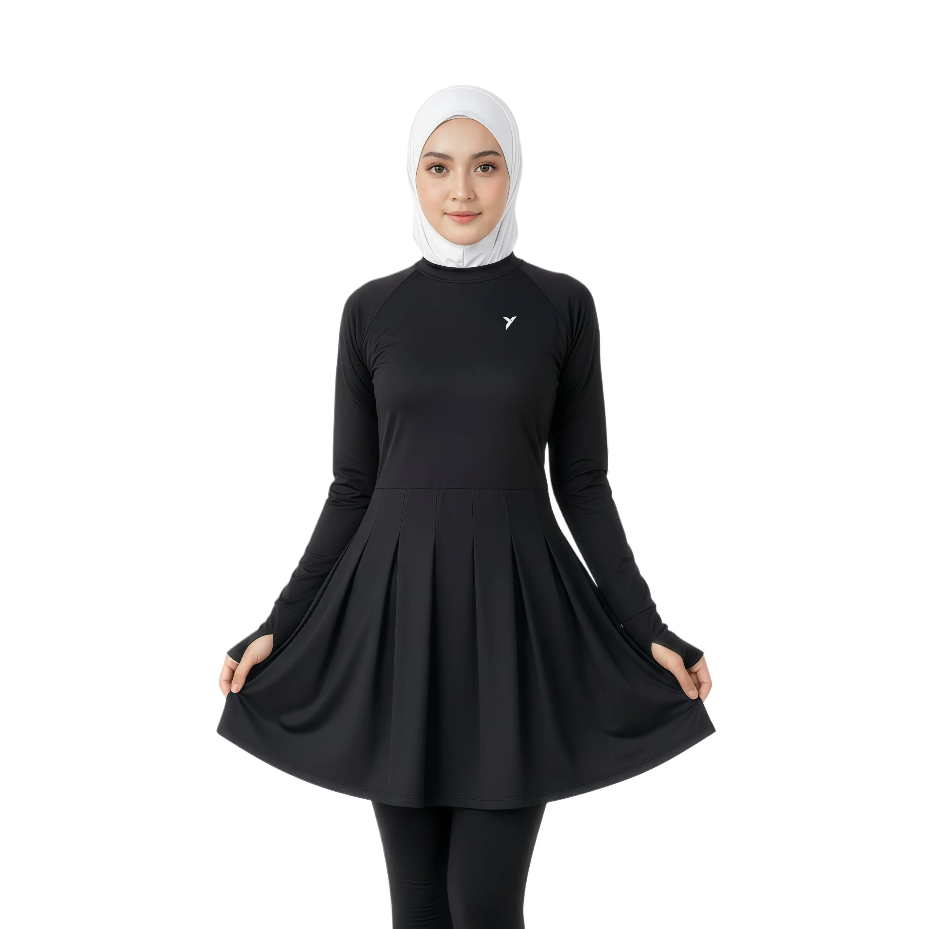 Yukanata Official Store  - Tunik Sporty Longsleeve Muslimah Anti UV - BLACK