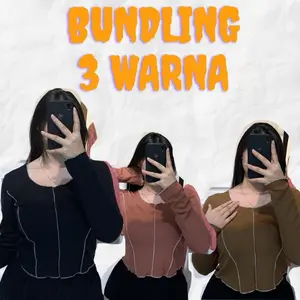 Rochelle 38 (Promo 3 pcs) GI Long Sleeve + Atasan Lengan Panjang Bahan Knit + TOP Longsleeve Knit Wanita + Neci Real