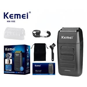 Kemei KM-1102 Rasuradora inalámbrica recargable, Rasuradora de barba de doble cuchilla, Cuidado facial multifunción con recortadora potente