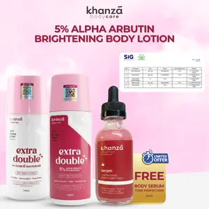 DOUBLE DOSIS KELUPAS KHANZA - 3 PCS PAKET DAY LOTION CREAM LOTION 3 IN 1 & BODY SERUM