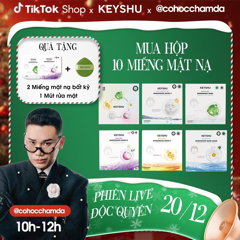 DEAL ĐỘC QUYỀN COHOCCHAMDA Hộp Mặt Nạ KEYSHU Dưỡng Ẩm Hỗ Trợ Mờ Sẹo Vết Thâm Làm Mềm Da Hỗ Trợ Ngăn Ngừa Lão Hóa 10 Miếng 30ML