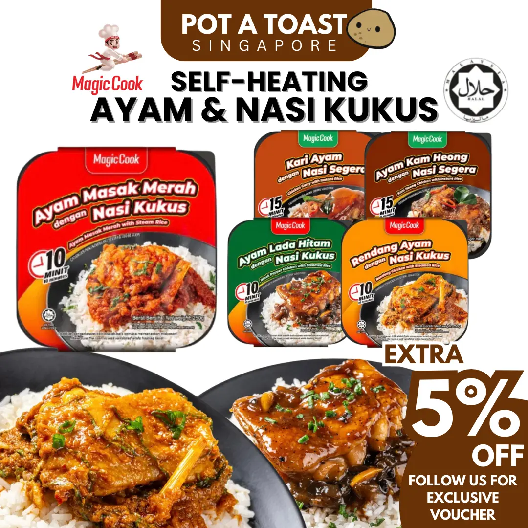 Magic Cook Self Heating Rice Ayam & Nasi Kukus Rendang/Ayam Masuk Merah/Lada Hitam