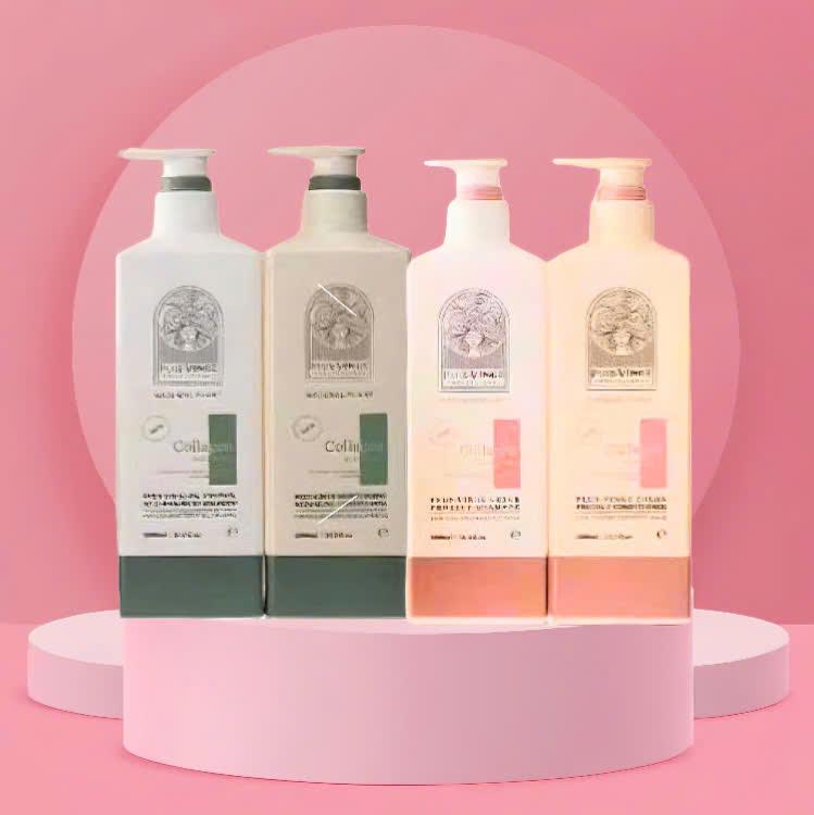  Cặp dầu gội xả Collagen Plus Vinge 1000ML - Phục hồi tóc hư tổn làm dày và ngăn rụng tóc hỗ trợ mọc tóc bổ sung độ ẩm ngăn ngừa lão hóa hương nước hoa lưu hương lâu trên tóc - Tea Trà 