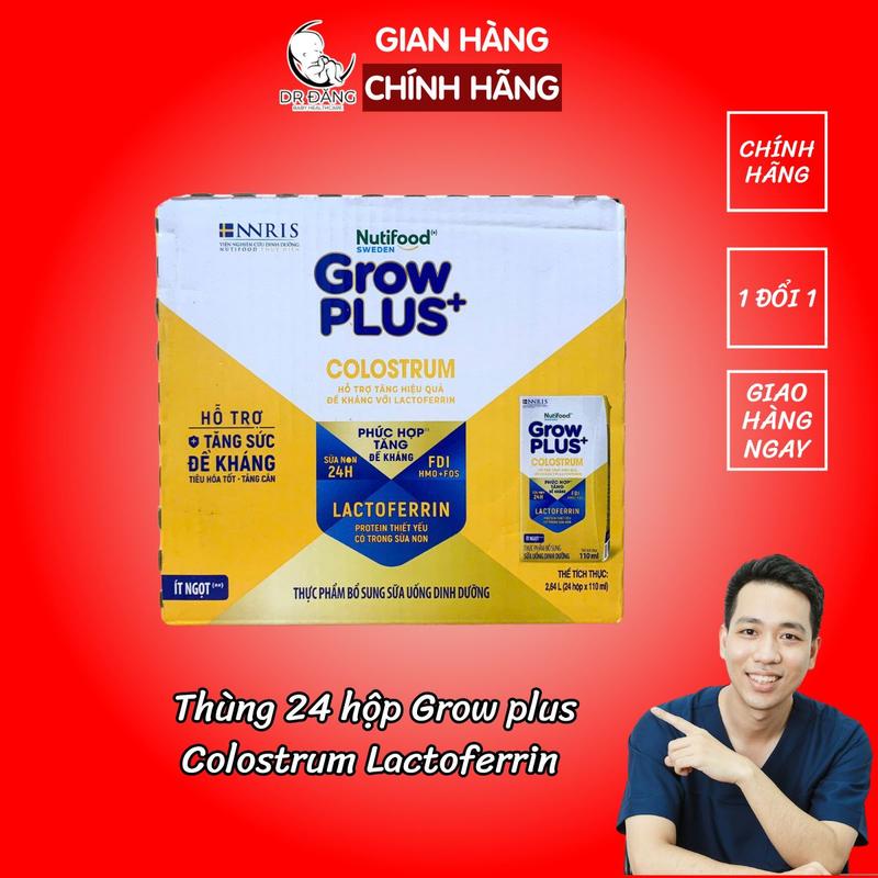 [Chính hãng] Thùng 24 hộp 110ml sữa pha sẵn Nutifood Grow Plus Colostrum Lactoferrin