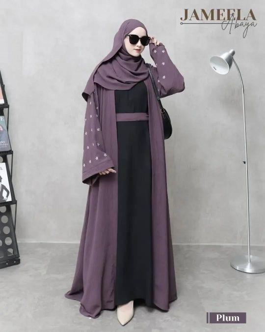 Product Introduction of Gamis Jameela Abaya Bordir Hitam Mewah Crinkle Airflow - Dress, Wanita, Syari, Pesta, Dewasa, Remaja, Muslim semi-karet sophistication ceruty simpel Maxi suncreep zaenab pink swaroxy vina dres marun baju lebaran 69