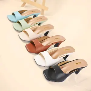 Sandal Wanita Elegant Expand AUDY Hak Kuba 5cm Putih - Anti Licin Heels Shoes High aqua Hitam