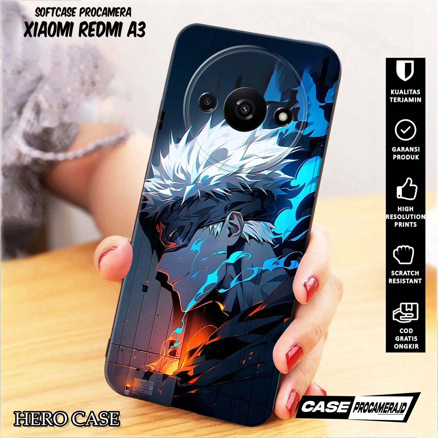Case For XIAOMI REDMI A3 - casing XIAOMI REDMI A3 Anime Gojo - Case Custom - Case Pro Camera - Softcase - Kesing - Hardcase Premium Glosy 2D - Softcase Glass - Softcase Glosy - Hero Case Cassing Silikon Glossy